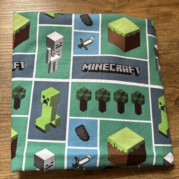Pokémon And Minecraft Sewing Material 3 Total Yards Blue & Green Cotton - Picture 2 of 5